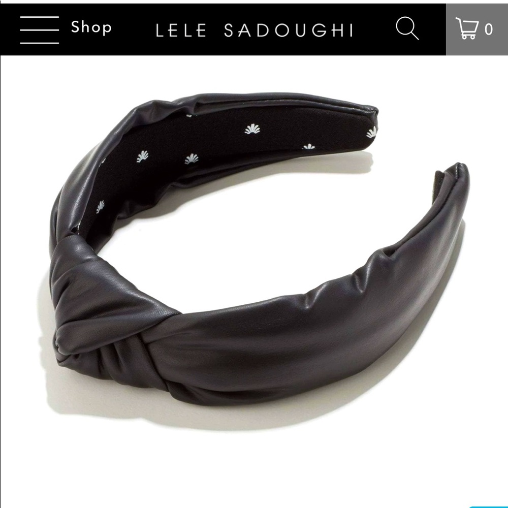 Lele Sadoughi black leather headband. Worn once
